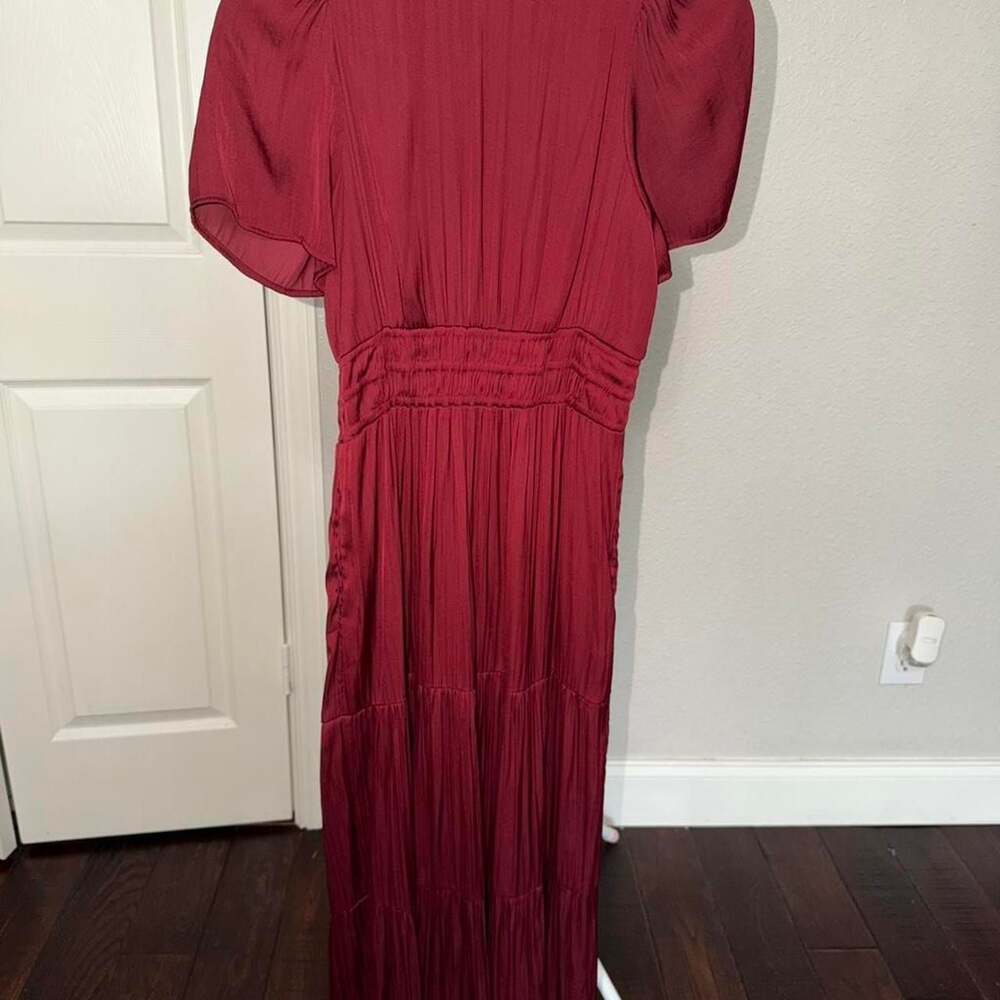 Anthropologie Somerset Maxi Dress Burgundy Pleated - Picture 2 of 3